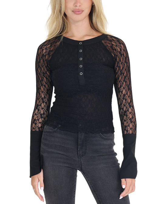 Lace Henley Top view 