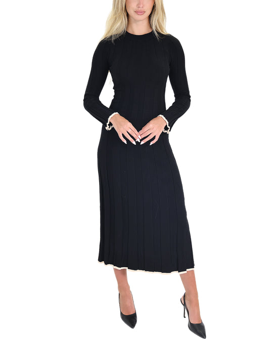 Knit Midi Dress w/ Contrast Trim view 