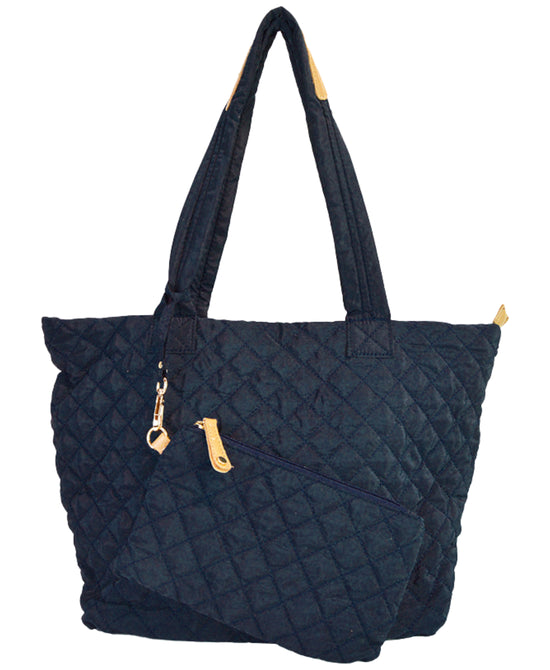 Nylon Quilted Tote Bag w/ Wristlet view 