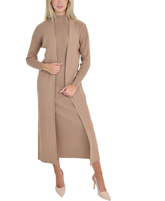 Knit Ribbed Long Cardigan view 