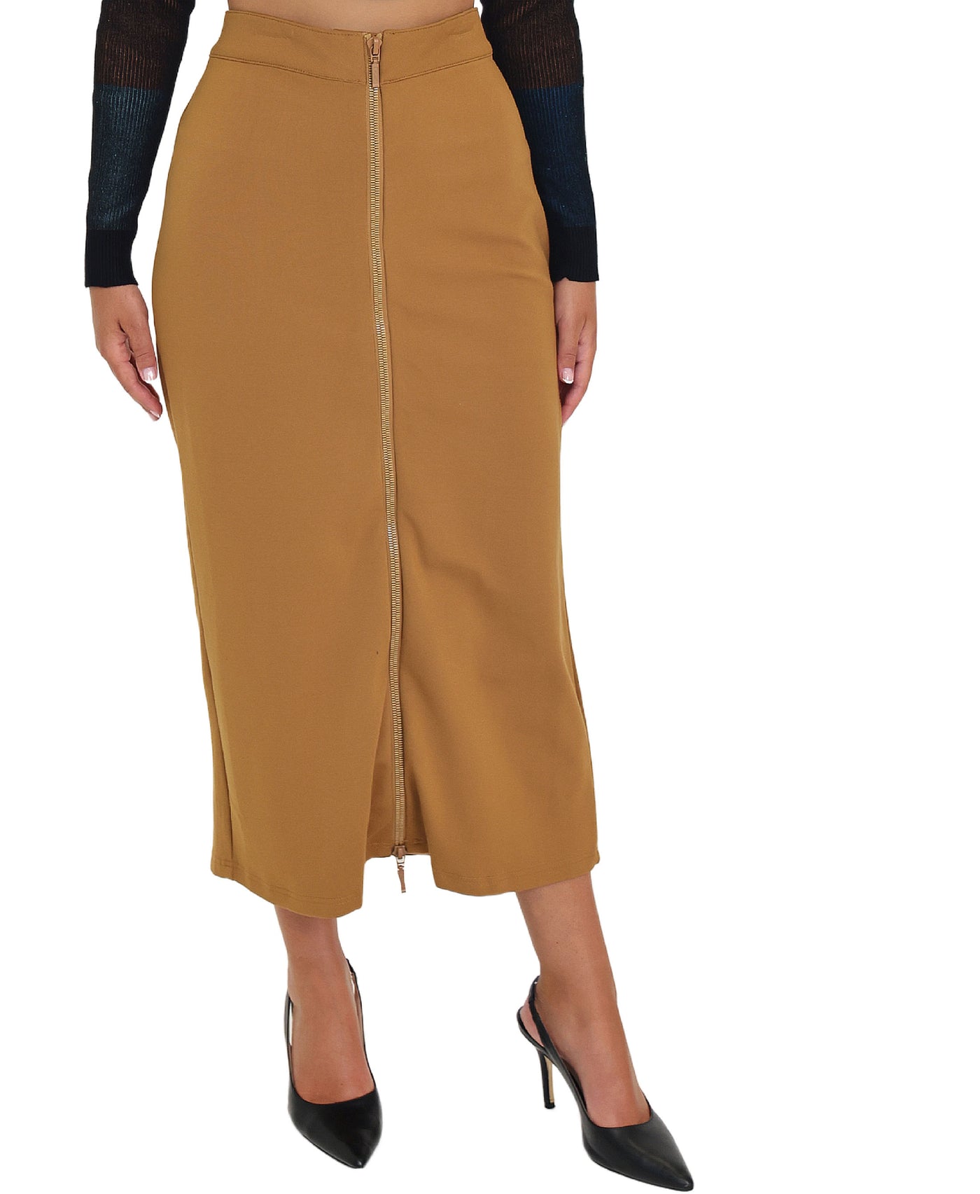 Zip Front Midi Skirt view 1