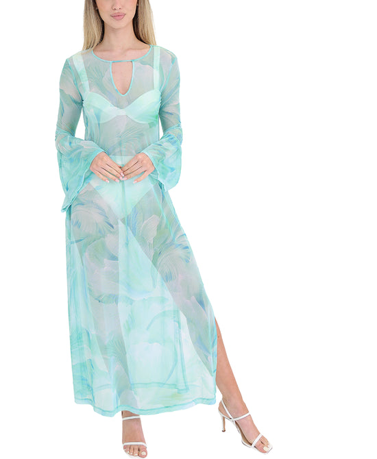 Printed Mesh Maxi Swim Cover-Up view 