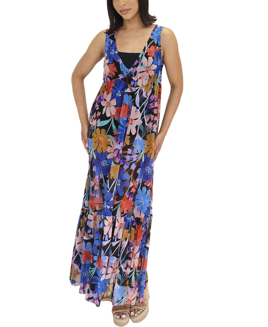 Printed Maxi Mesh Swim Cover Up view 