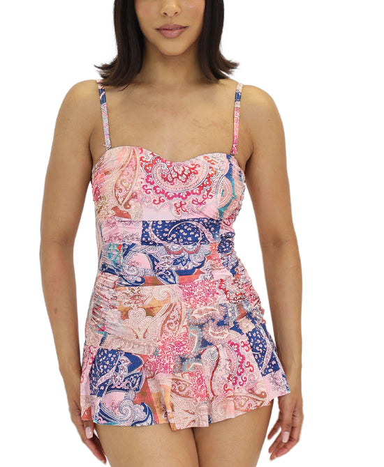 Printed Swim Dress One-Piece Swimsuit view 
