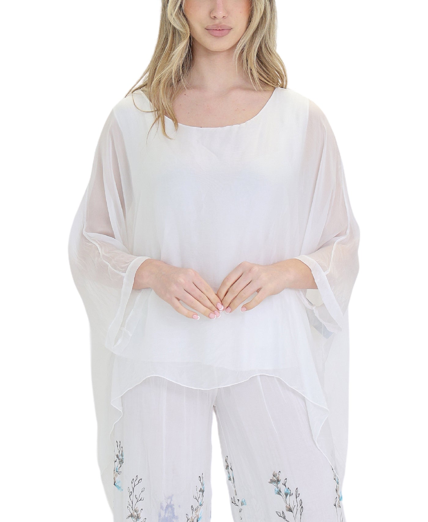 Asymmetrical Silk Top view 1