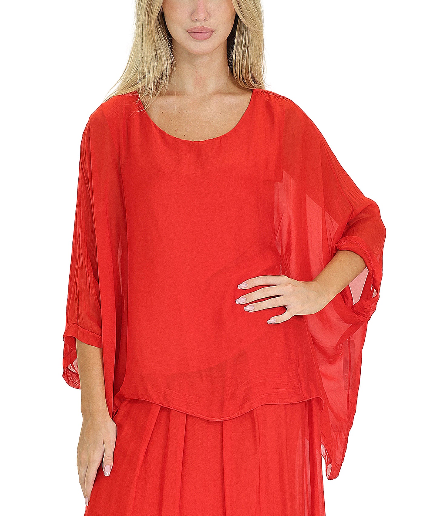 Asymmetrical Silk Top view 1