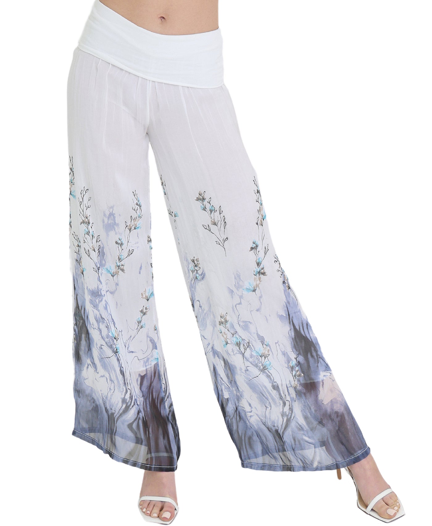 Silk Floral Print Pants view 1