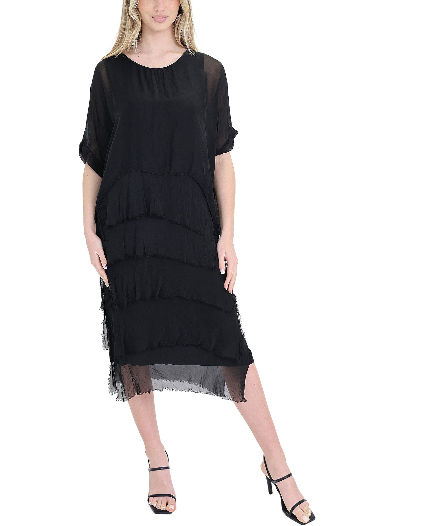 Silk Tiered Midi Dress view 1