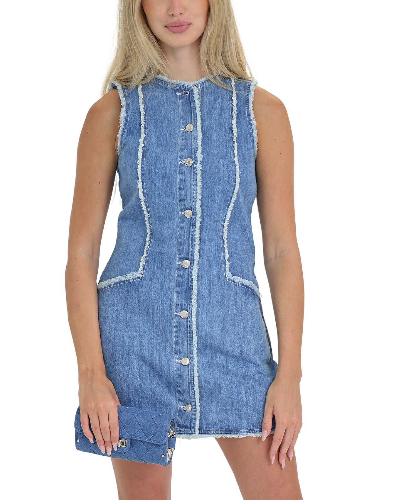 Frayed Denim Dress view 3