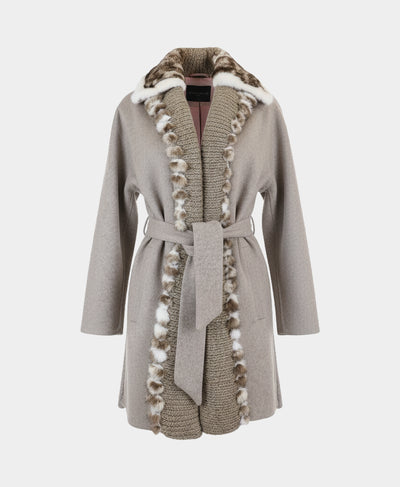 Shearling & Wool Coat w/ Mink Fur Trim image 2