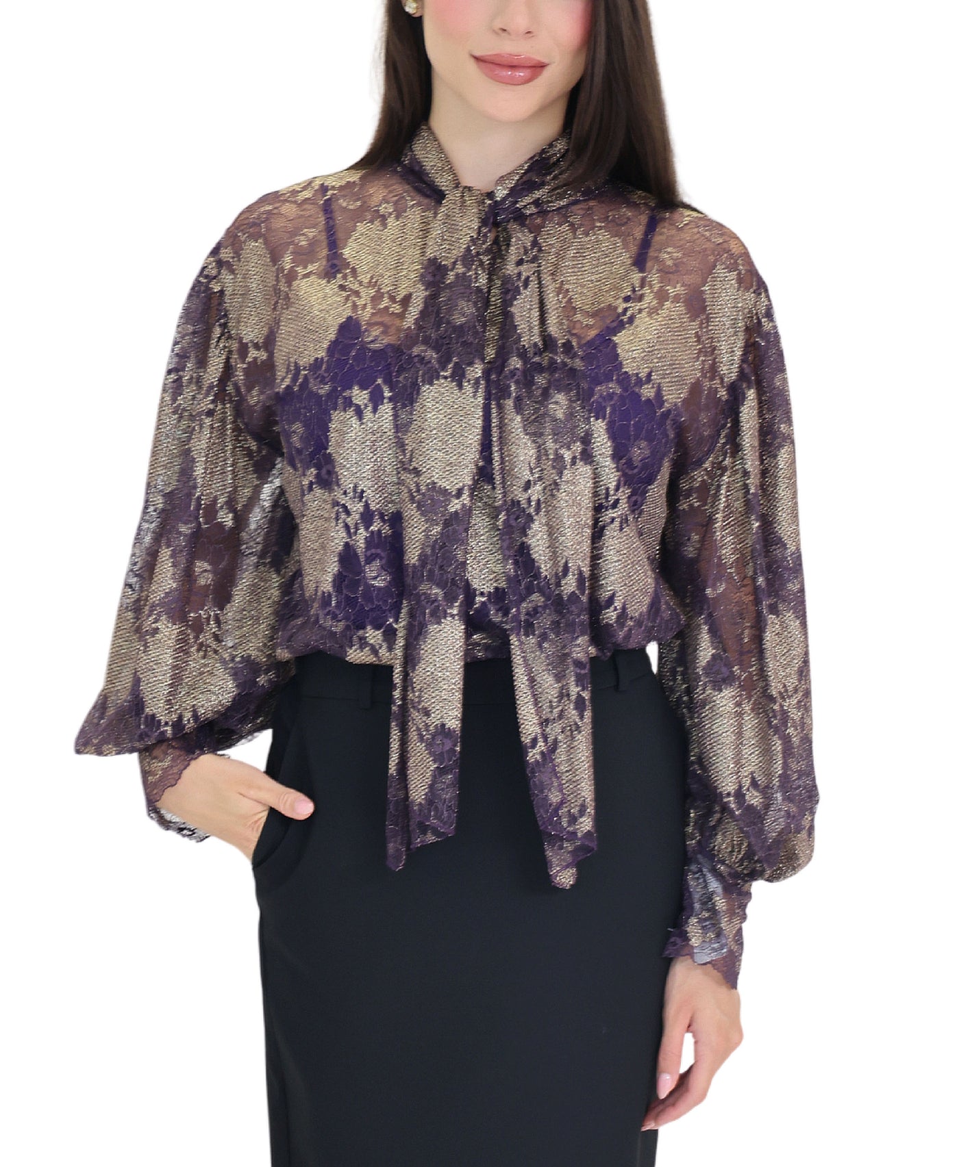 Lace & Metallic Blouse view 1