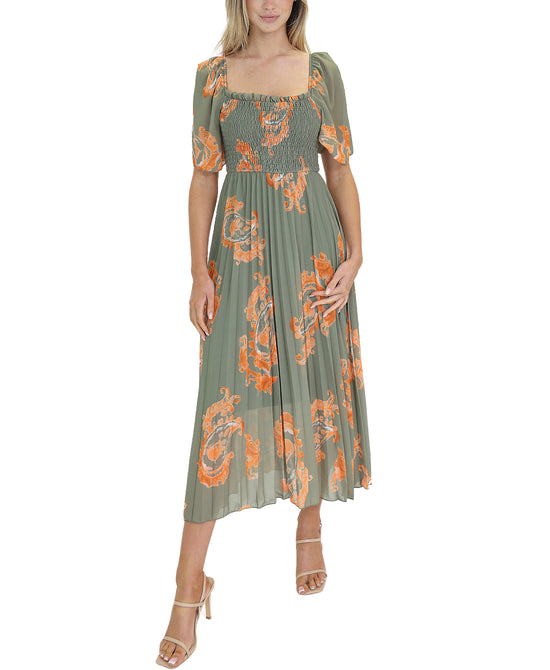 Paisley Pleated Maxi Dress view 