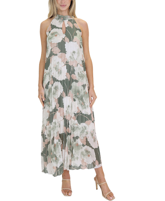 Pleated Halter Maxi Dress view 