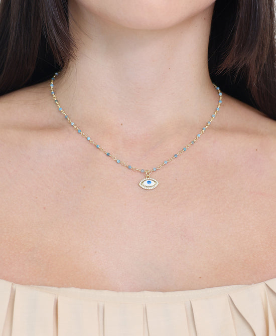Evil Eye Beaded Pendant Necklace view 