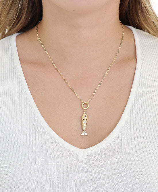 Fish Pendant Paperclip Necklace view 