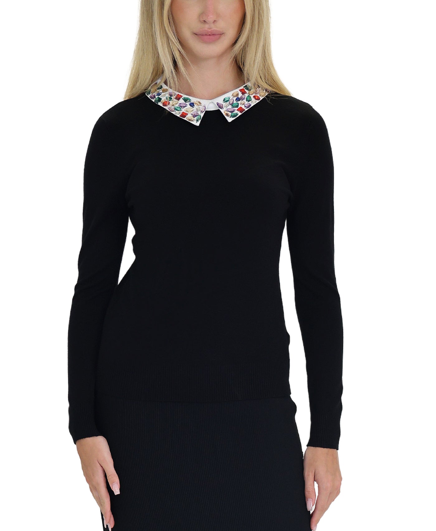 Knit Sweater w/ Jewel Collar view 1