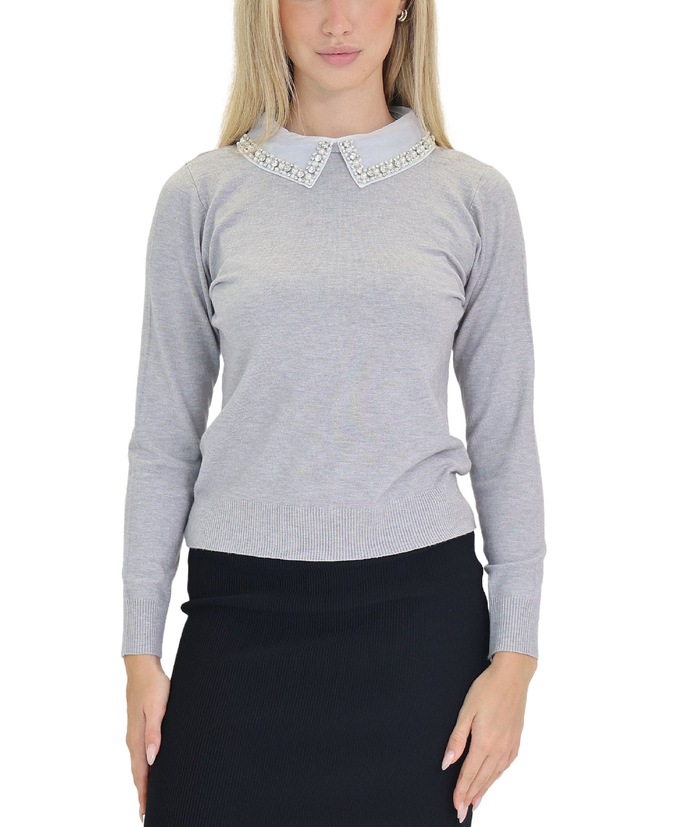 Knit Top w/ Jewels & Pearls view 1