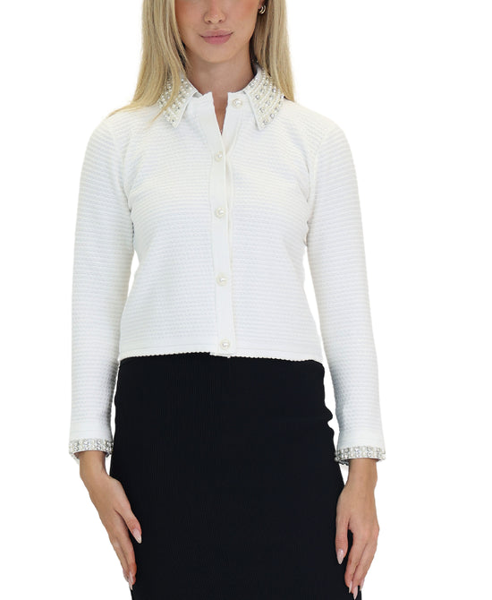 Cardigan w/ Pearls & Rhinestones view 