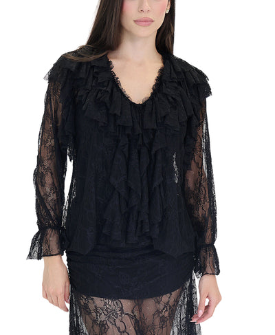 Lace Blouse w/ Ruffles image 1