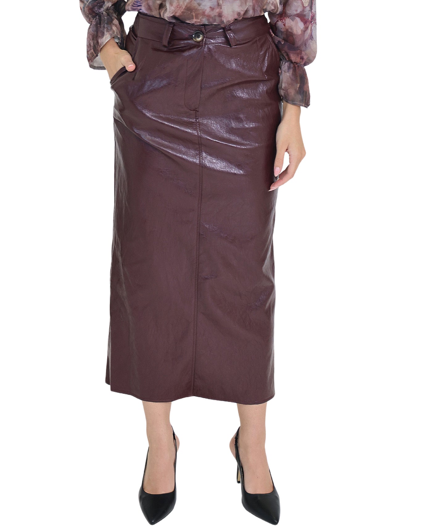 Faux Leather Maxi Skirt view 1