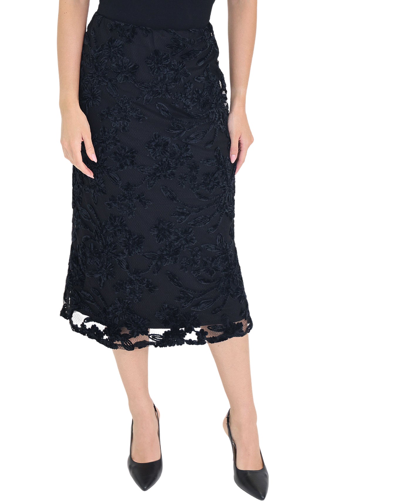 Velvet Detail Midi Skirt view 1