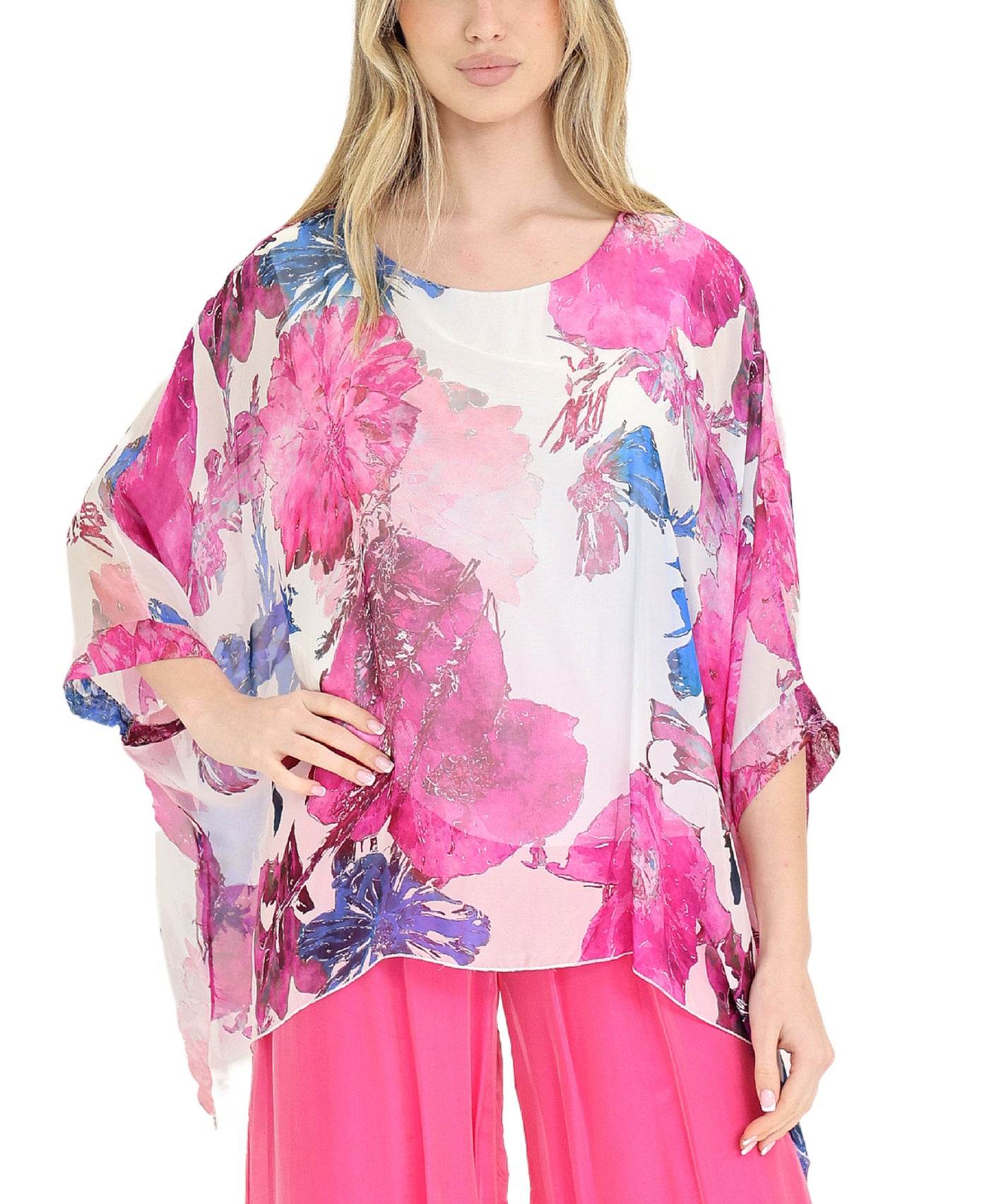 Silk Floral Print Top view 1