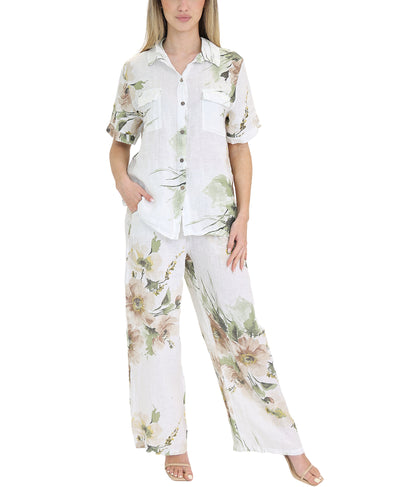 Linen Floral Print Shirt image 2
