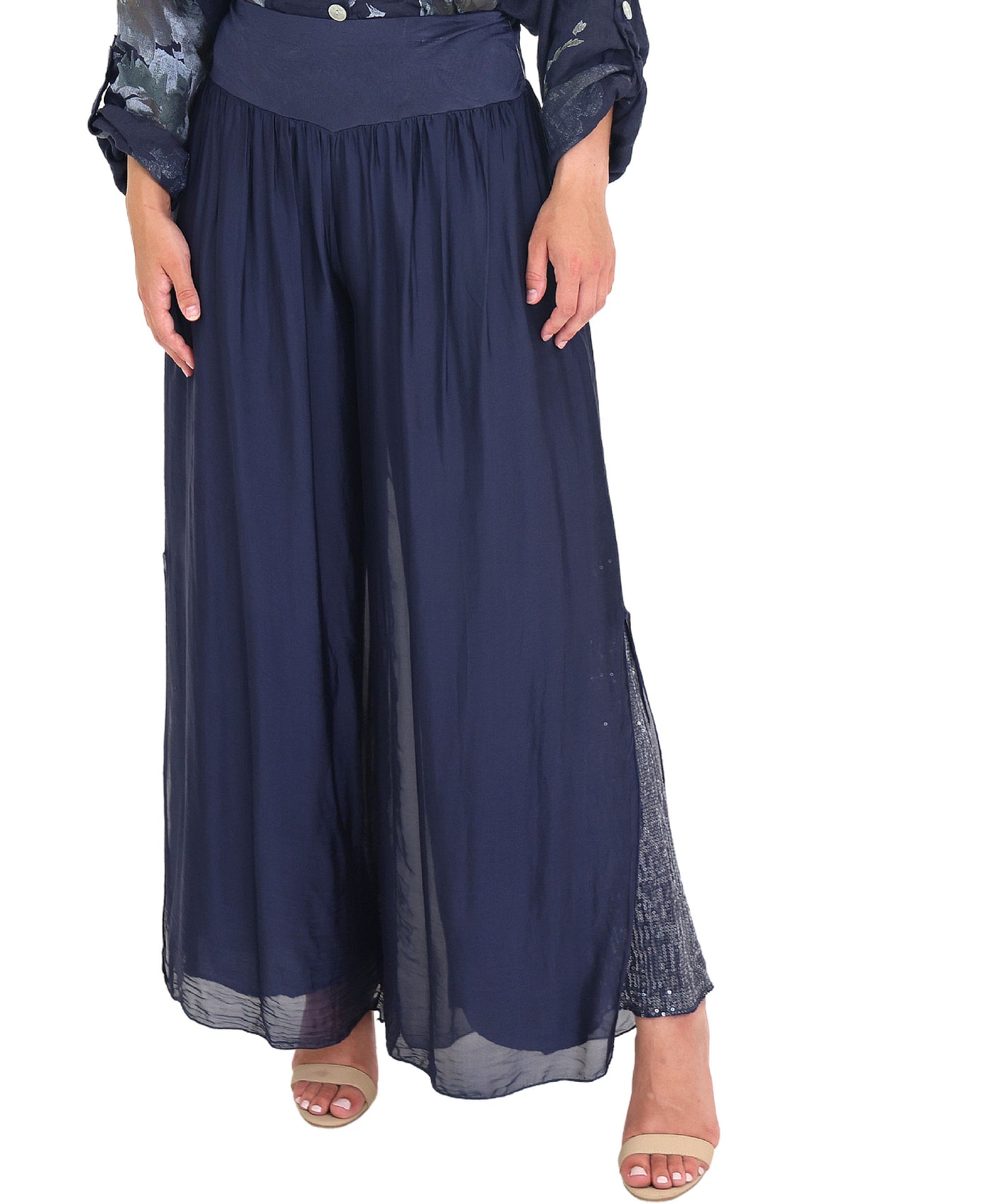 Silk Pants w/ Sequin Underlay view 1