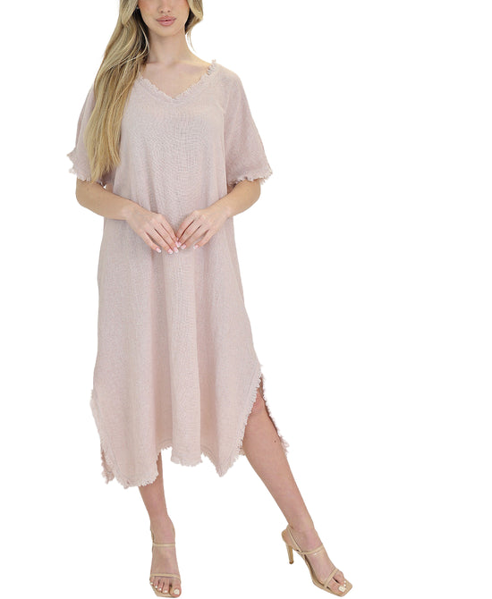 Linen Dress w/ Frayed Edges view 