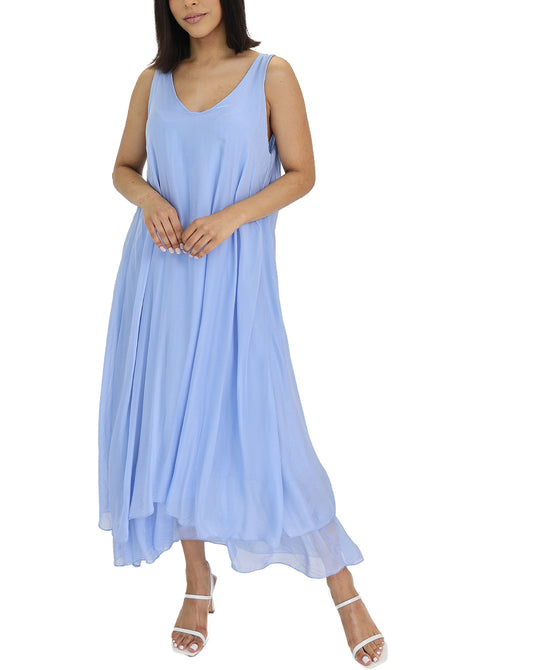 Silk Hi-Lo Midi Dress view 