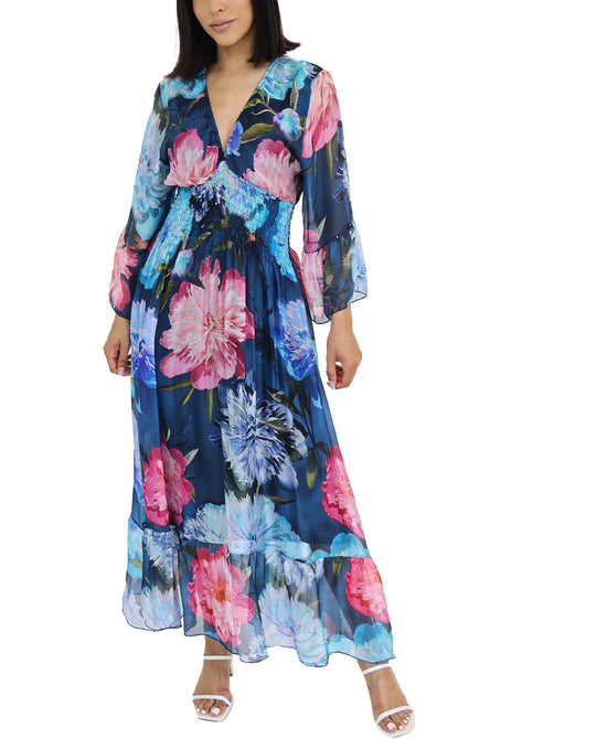 Silk Floral Print Maxi Dress view 