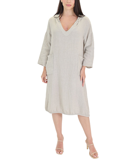 Linen Midi Dress w/ Hood view 