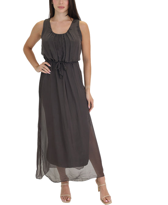 Solid Silk Maxi Dress view 