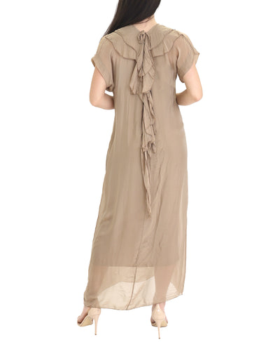 Silk Maxi Dress w/ Ruffle Back image 2