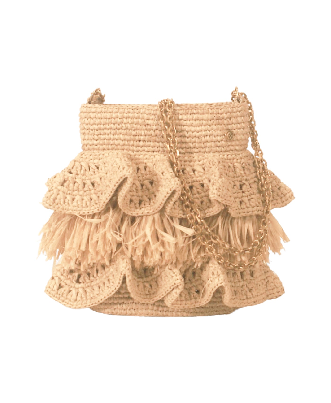 Straw Fringe Bucket Bag view 1