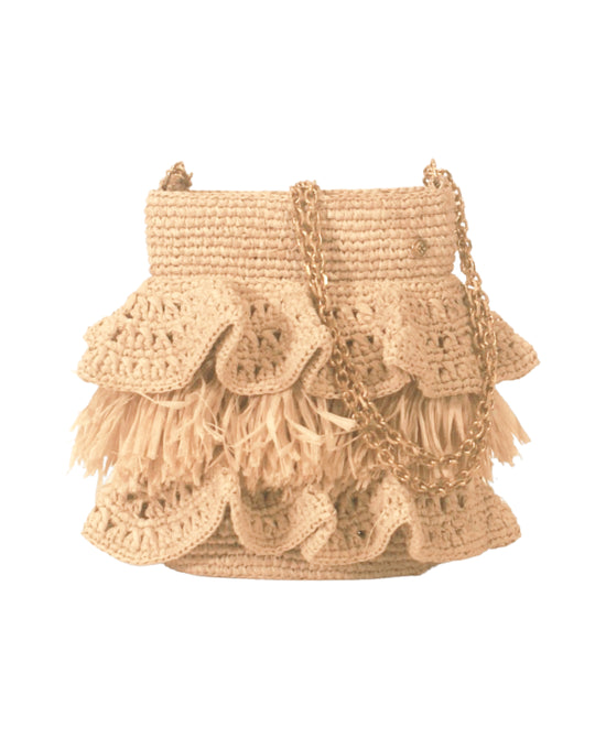 Straw Fringe Bucket Bag view 