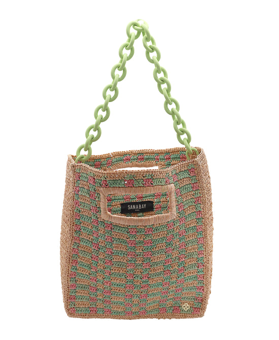 Two Tone Straw Handbag view 