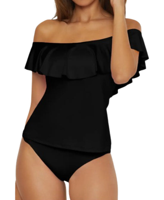 Off The Shoulder Ruffle Tankini- 2 Pc Set view 