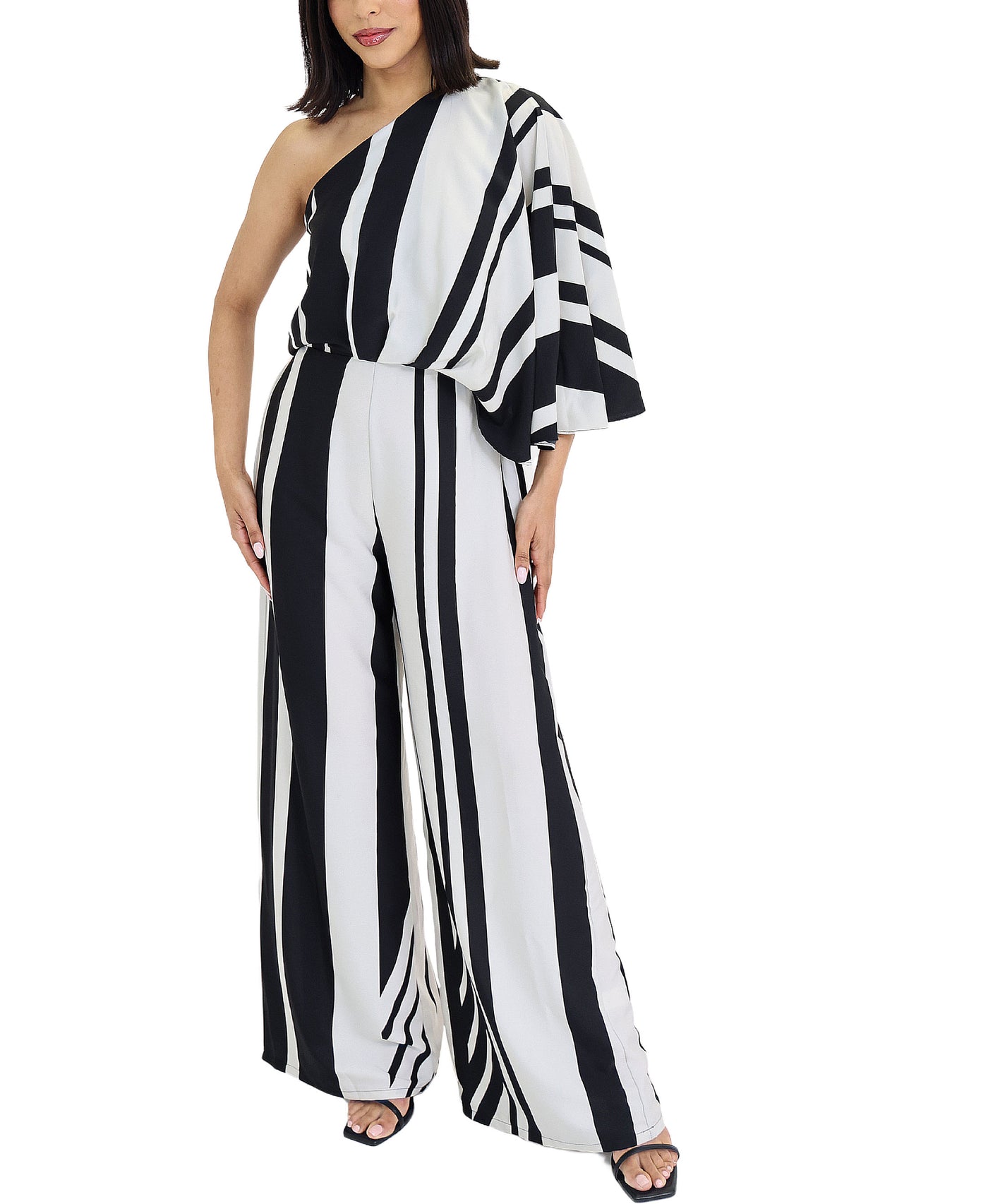 Striped One Shoulder Jumpsuit view 1