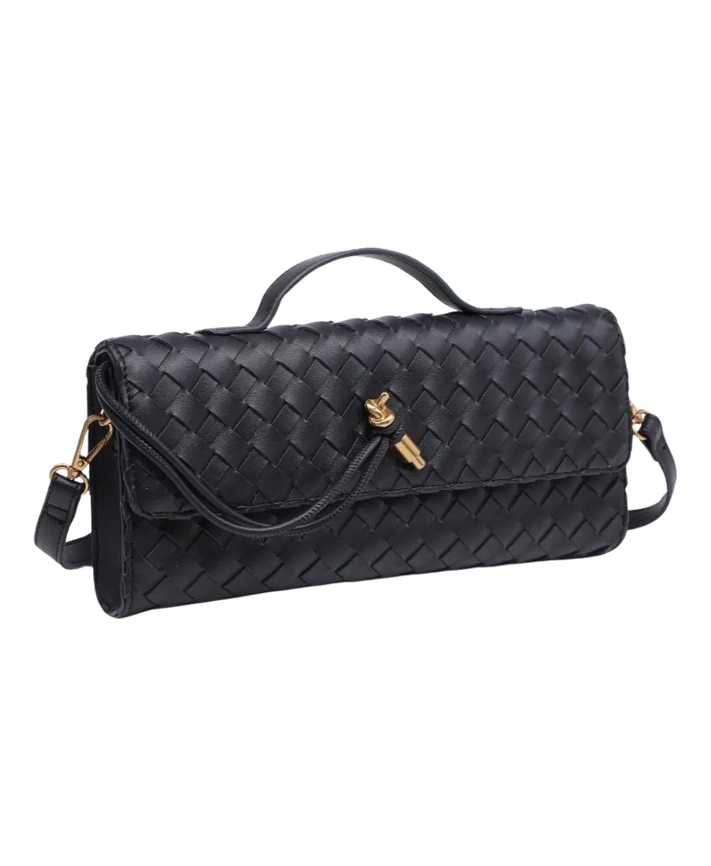 Woven Vegan Leather Clutch view 1