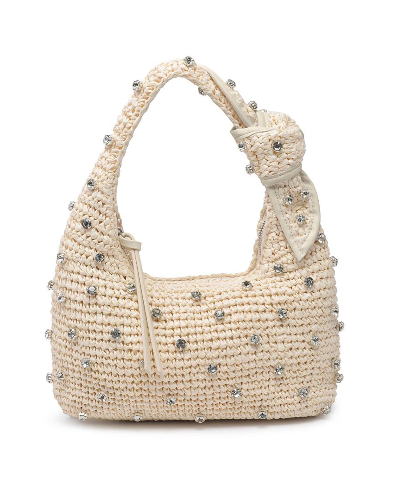 Woven Straw Handbag w/ Rhinestones view 1