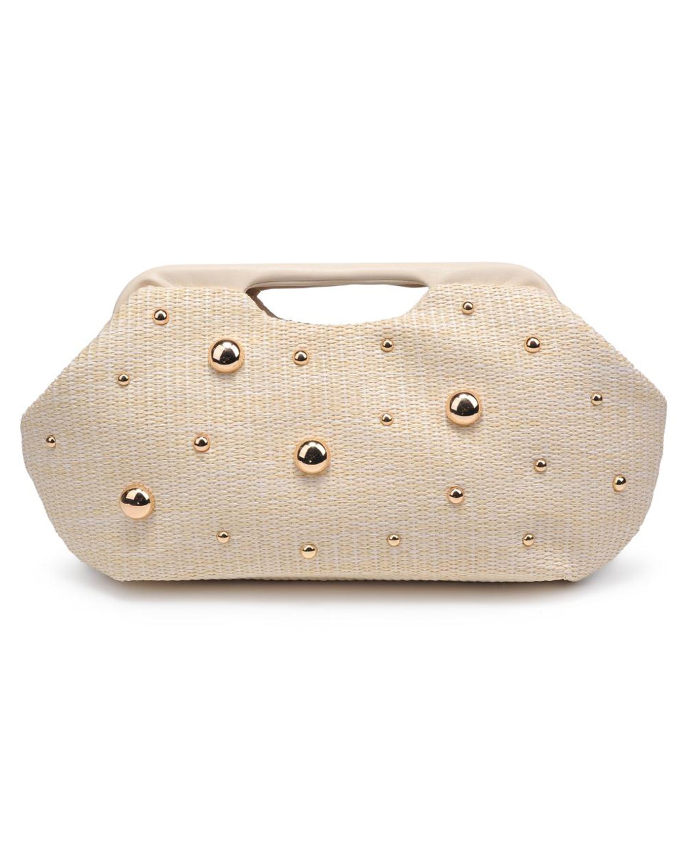 Woven Straw Clutch w/ Studs view 1
