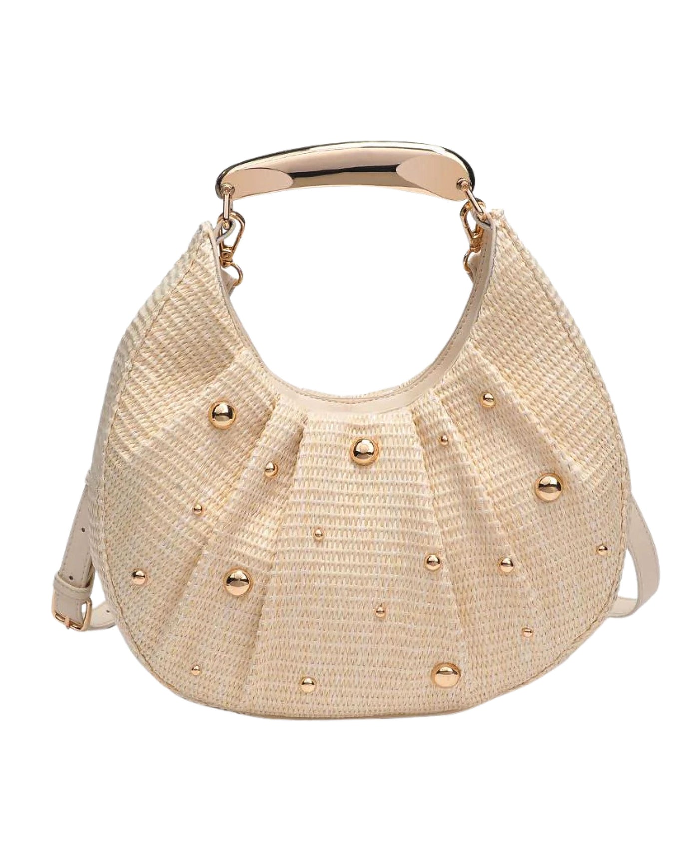 Woven Shoulder Bag w/ Studs view 1