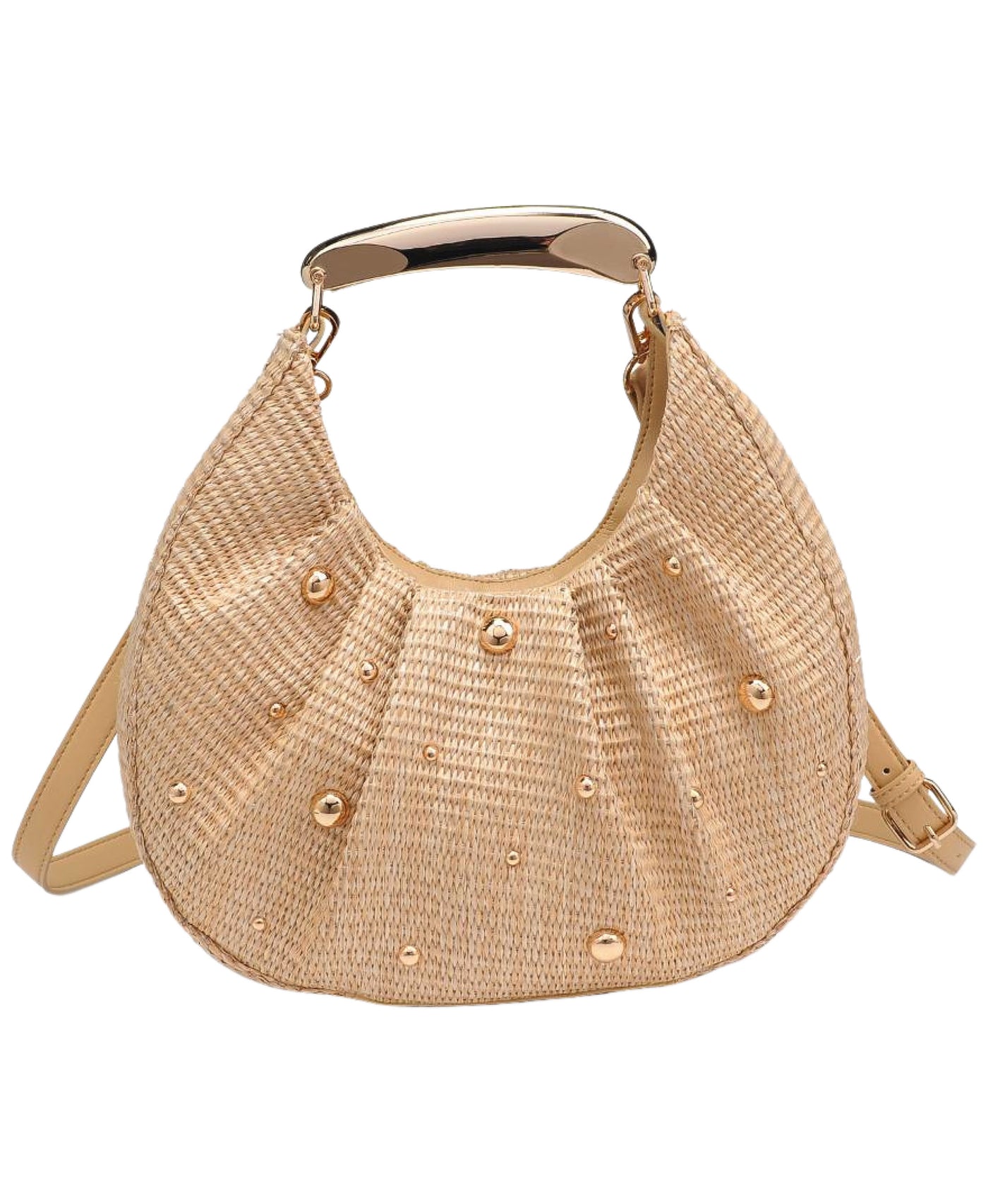 Woven Shoulder Bag w/ Studs view 1