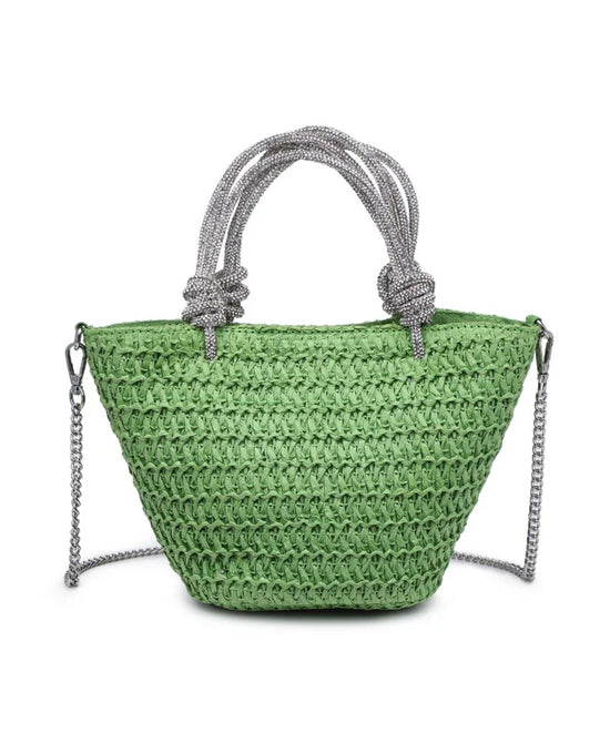 Woven Straw Mini Tote Bag view 