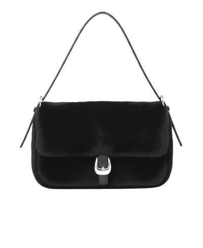 Faux Fur Shoulder Bag w/ Buckle Detail image 2