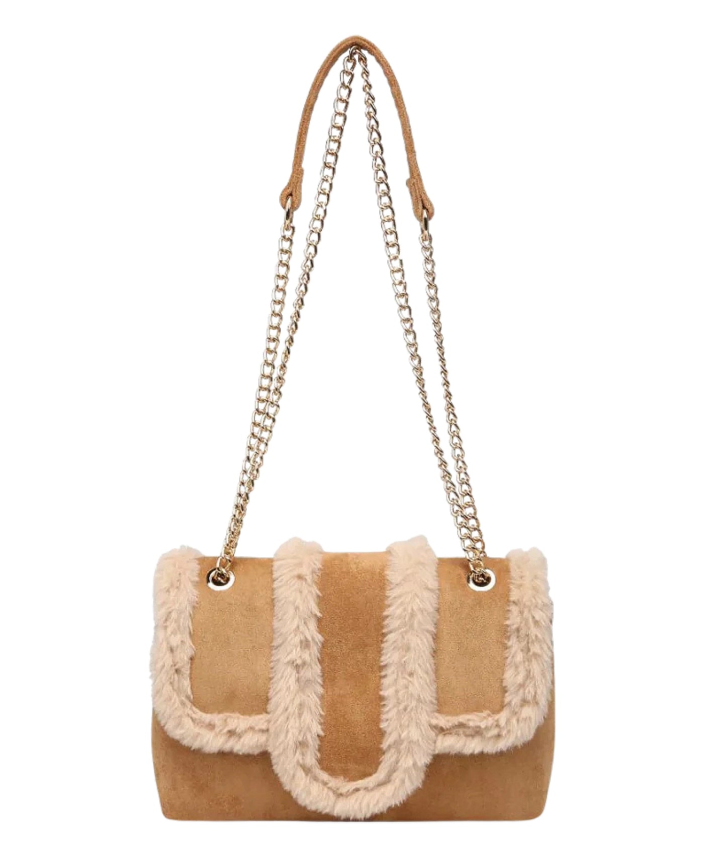 Faux Suede Handbag w/ Faux Fur Trim view 1