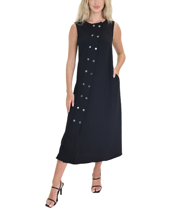 Solid Midi Dress w/ Snap Buttons view 