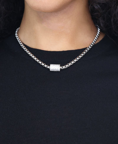 Cubic Zirconia Cylinder Necklace