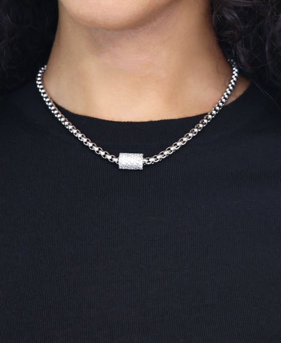 Cubic Zirconia Cylinder Necklace view 